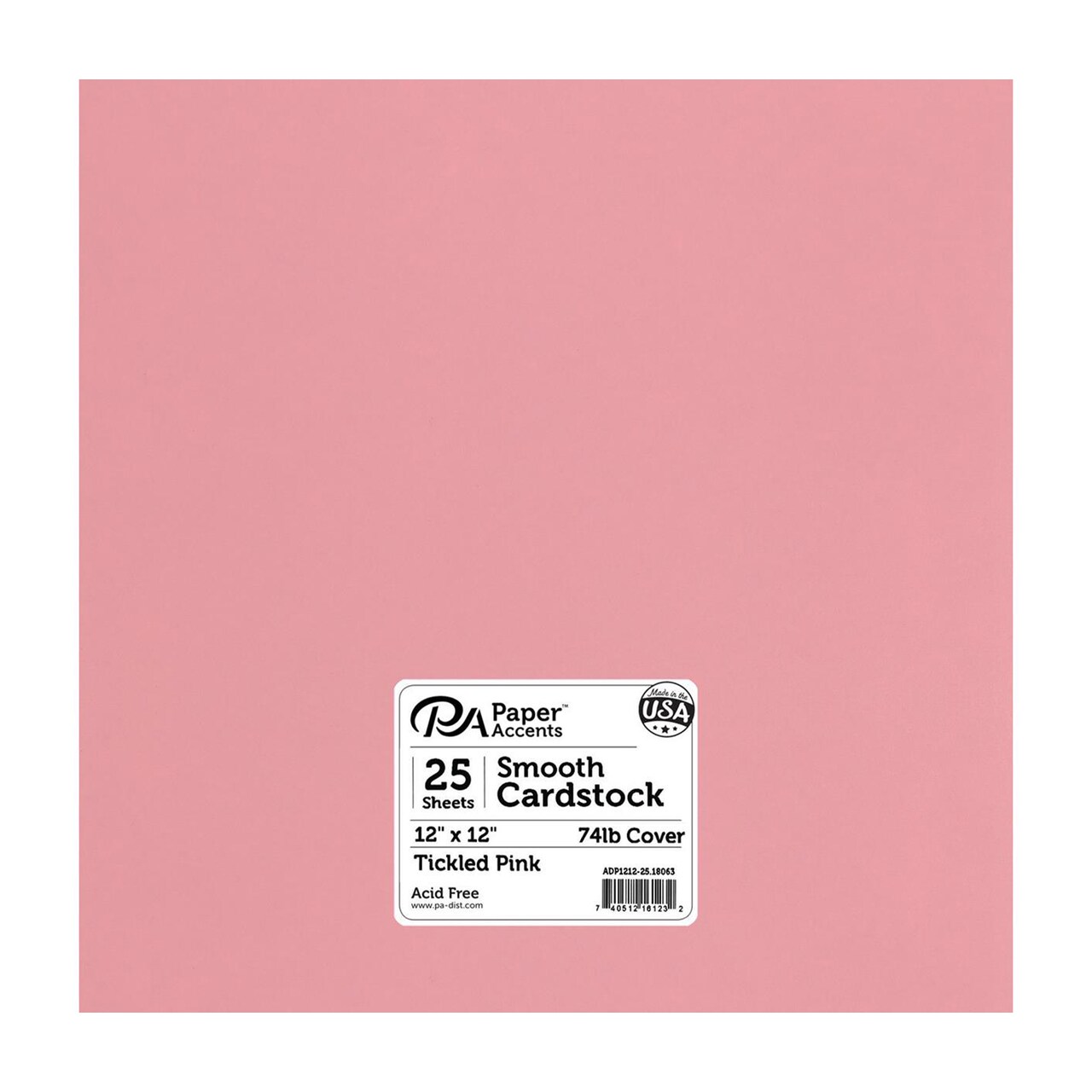 PA Paper Accents Smooth Cardstock 12" x 12" Tickled Pink, 74lb colored cardstock paper for card making, scrapbooking, printing, quilling and crafts, 25 piece pack